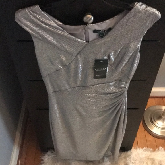 LAUREN RALPH LAUREN Metallic Silver Evening Dress - Picture 6 of 8